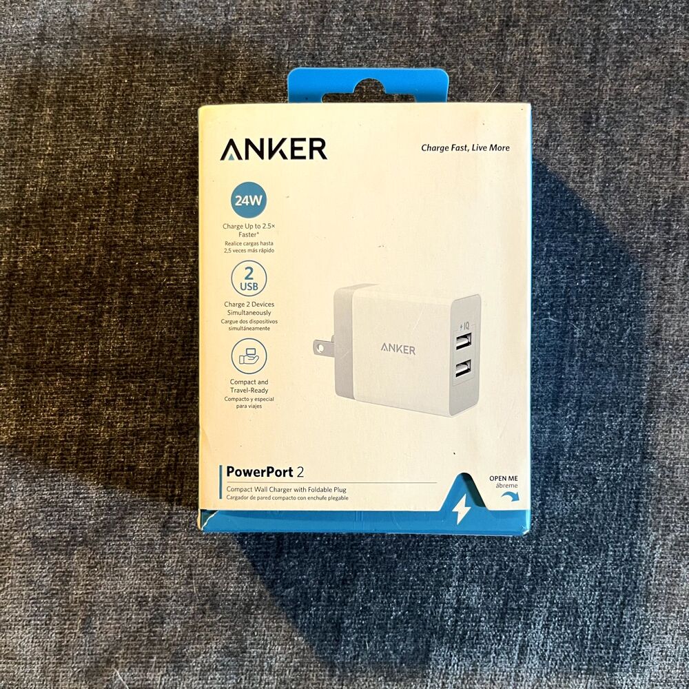 Anker 2-Port PowerPort 24W Wall Fast Charger White